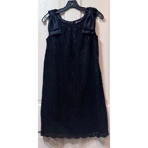 Lanvin Black Lace Bow Sleeveless Mini Dress Size 38